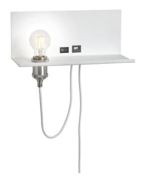 PLUG IN WALL SHELF W/ USB CHARGER