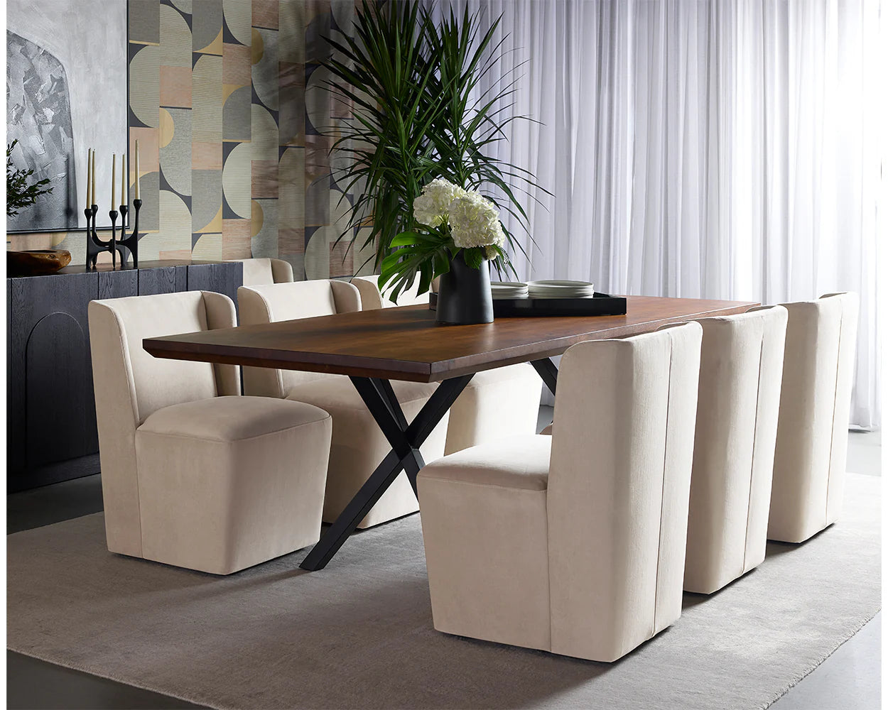 AMITA WHEELED DINING CHAIR