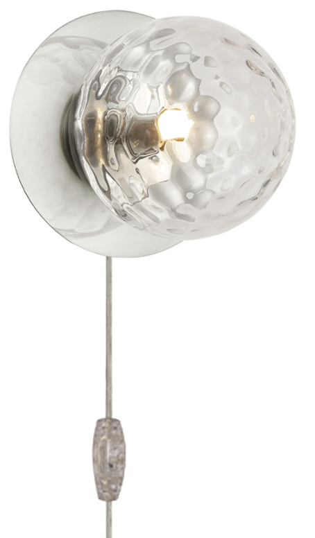 CLEAR BALL PLUG IN WALL SCONES