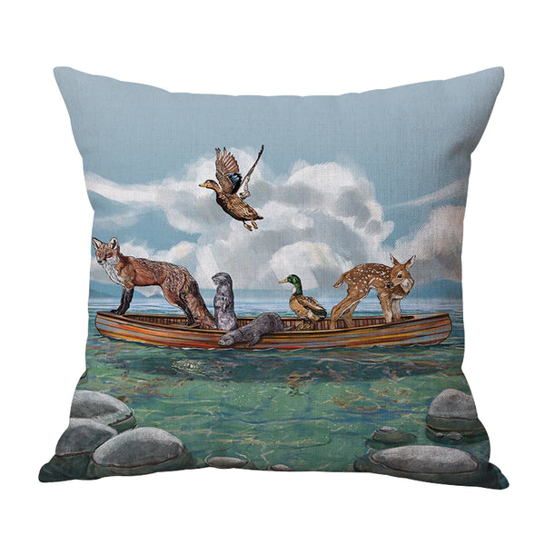 ANIMALS IN A CANOE
